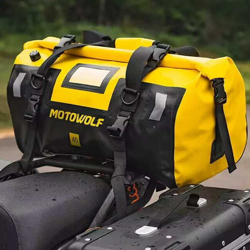 Waterproof Motorcycle Tail Bag | Dry Roll Luggage | 20L, 40L, 66L