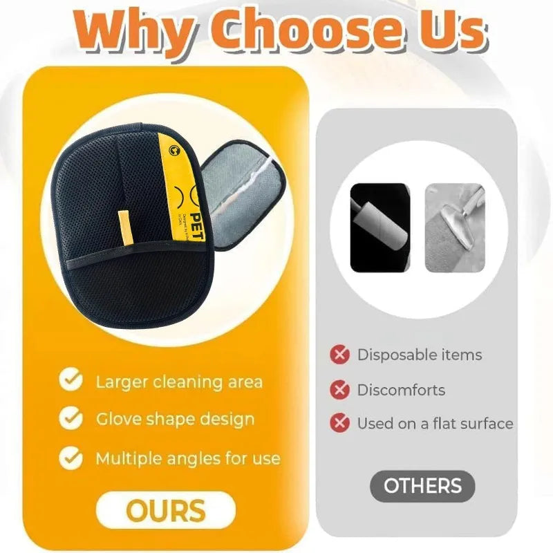 Pet Hair Removal Glove | Two-Way Electrostatic Brush for Cats, Dogs, Furniture & Clothes