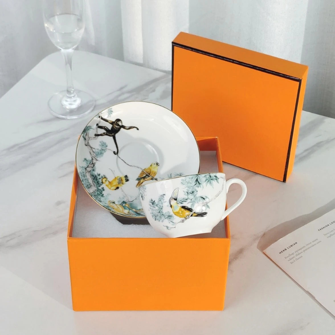 Jungle Floral Bone China Coffee Set | Elegant Tableware & Home Decor