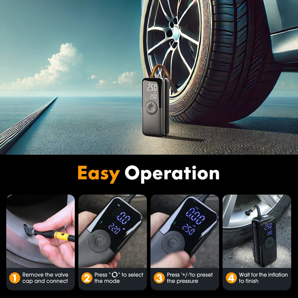 Carsun Rechargeable Digital Tire Inflator - Portable Air Pump