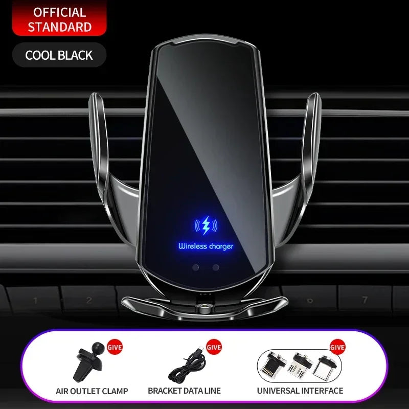 VIKEFON 15W Magnetic Wireless Car Charger & Auto Phone Mount - Fast Charging