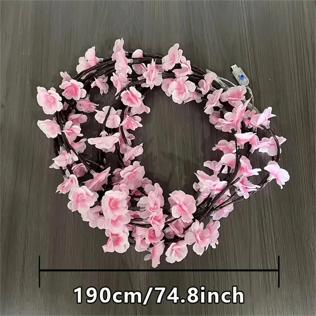 Cherry Blossom LED Tree Branch Rattan Lights - 96 LEDs USB