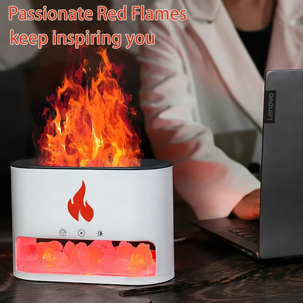 7-Color Flame Volcano Diffuser & Humidifier | Crystal Salt Lamp Fire Effect
