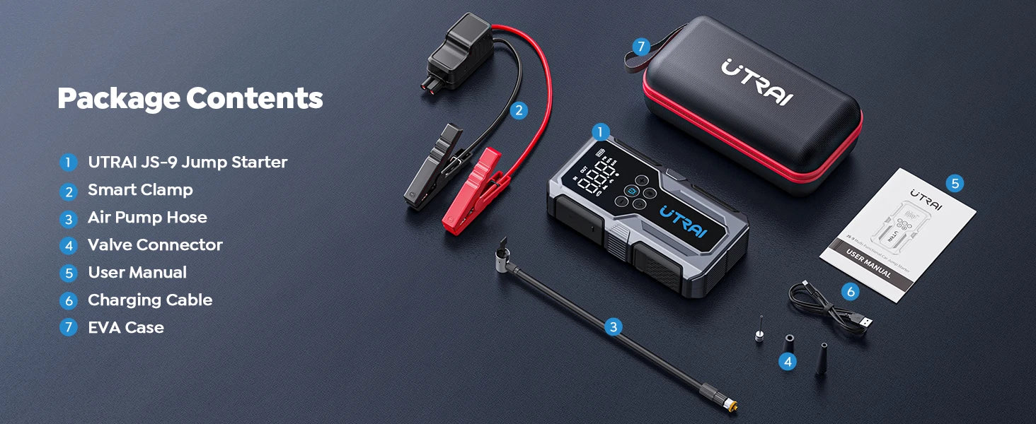 UTRAI 1500A Jump Starter Air Compressor & Power Bank | Emergency Car Kit