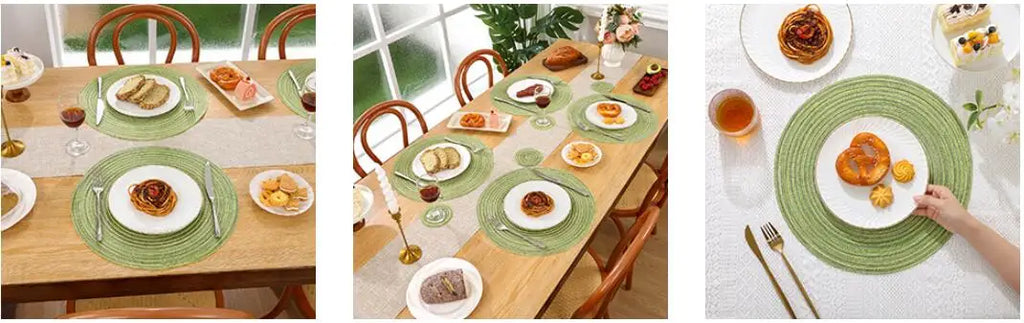 Elegant Braided Placemats & Coasters Set - 12-Piece Dining Table Protection