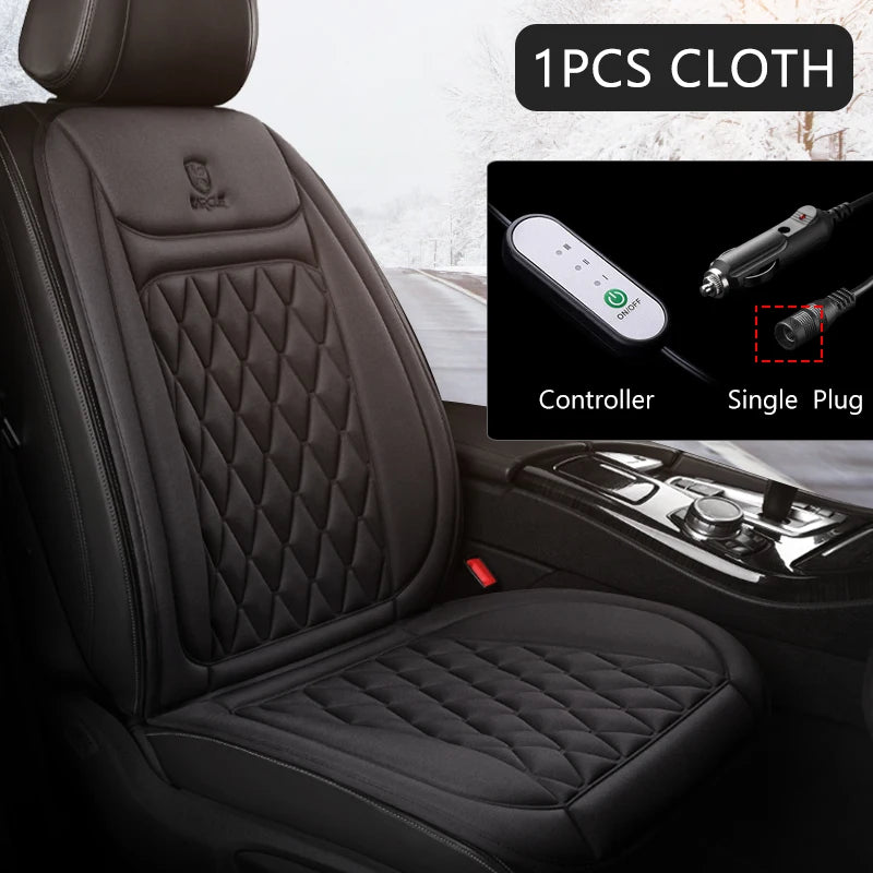 12V Heated Car Seat Cushion | Universal Cloth & Flannel Set