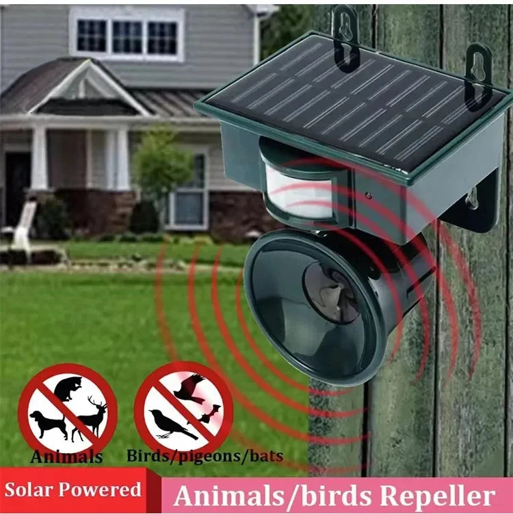 Solar Ultrasonic Animal Repellent - Deer, Cat, Dog, Bird, Mouse Deterrent