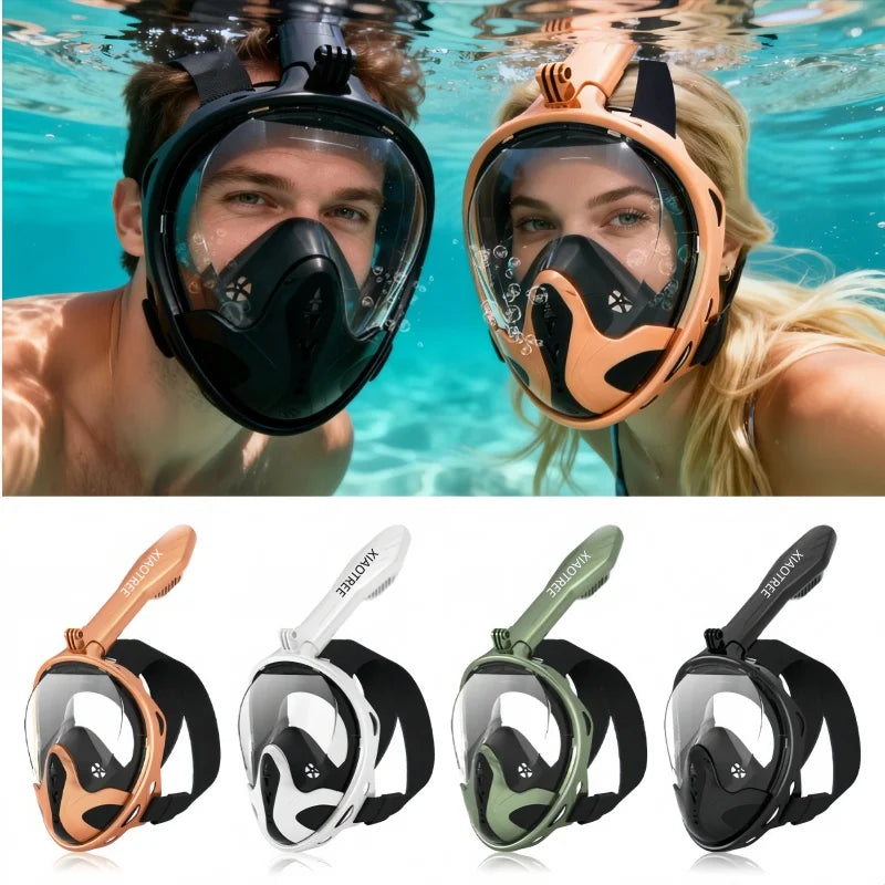 Vabena Full Face Diving Mask - Anti-Fog Snorkel Gear for Adults & Kids