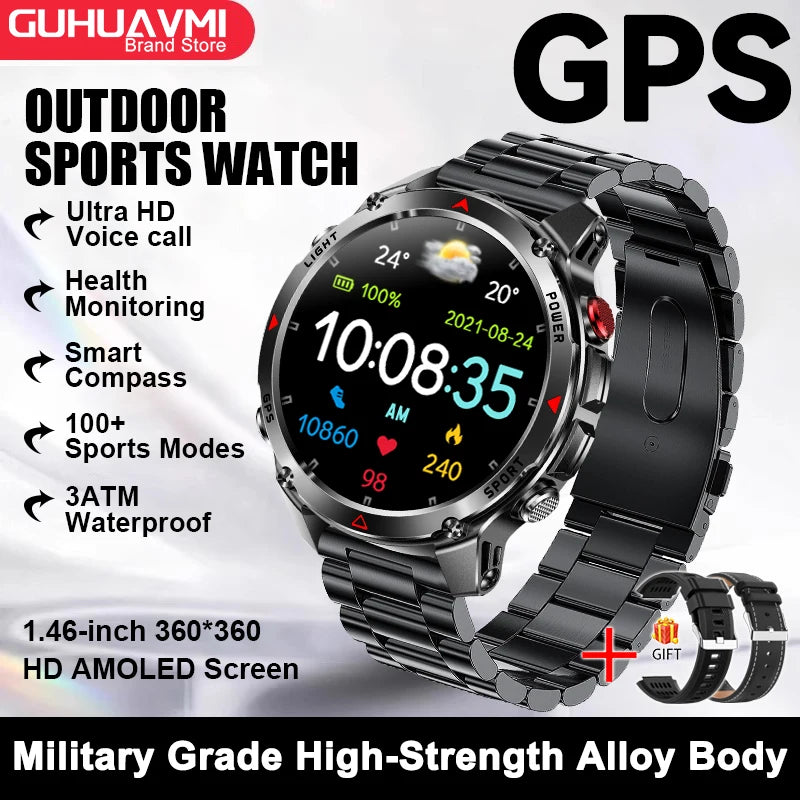 Vabena 2025 GPS Map Smartwatch | Navigation & Fitness for Men & Women