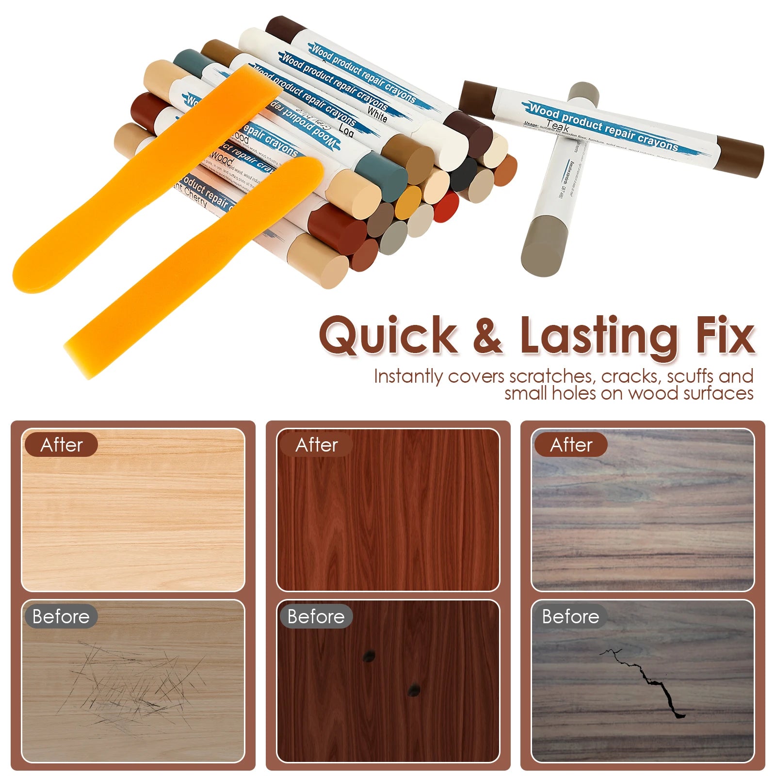 Vabena 20-Color Wood & Laminate Repair Filler Sticks