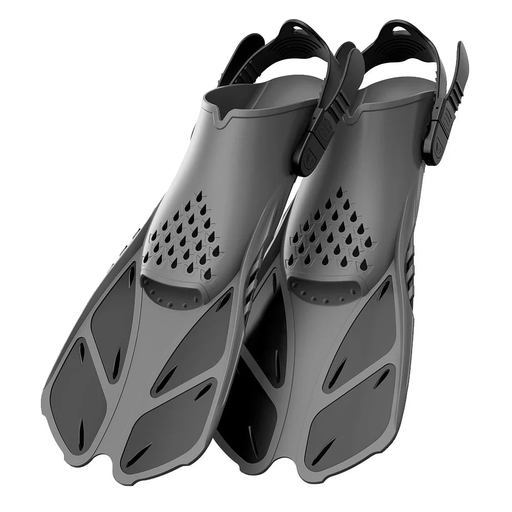 Snorkel Fins Adjustable Open Heel Travel Size Silicone Flippers