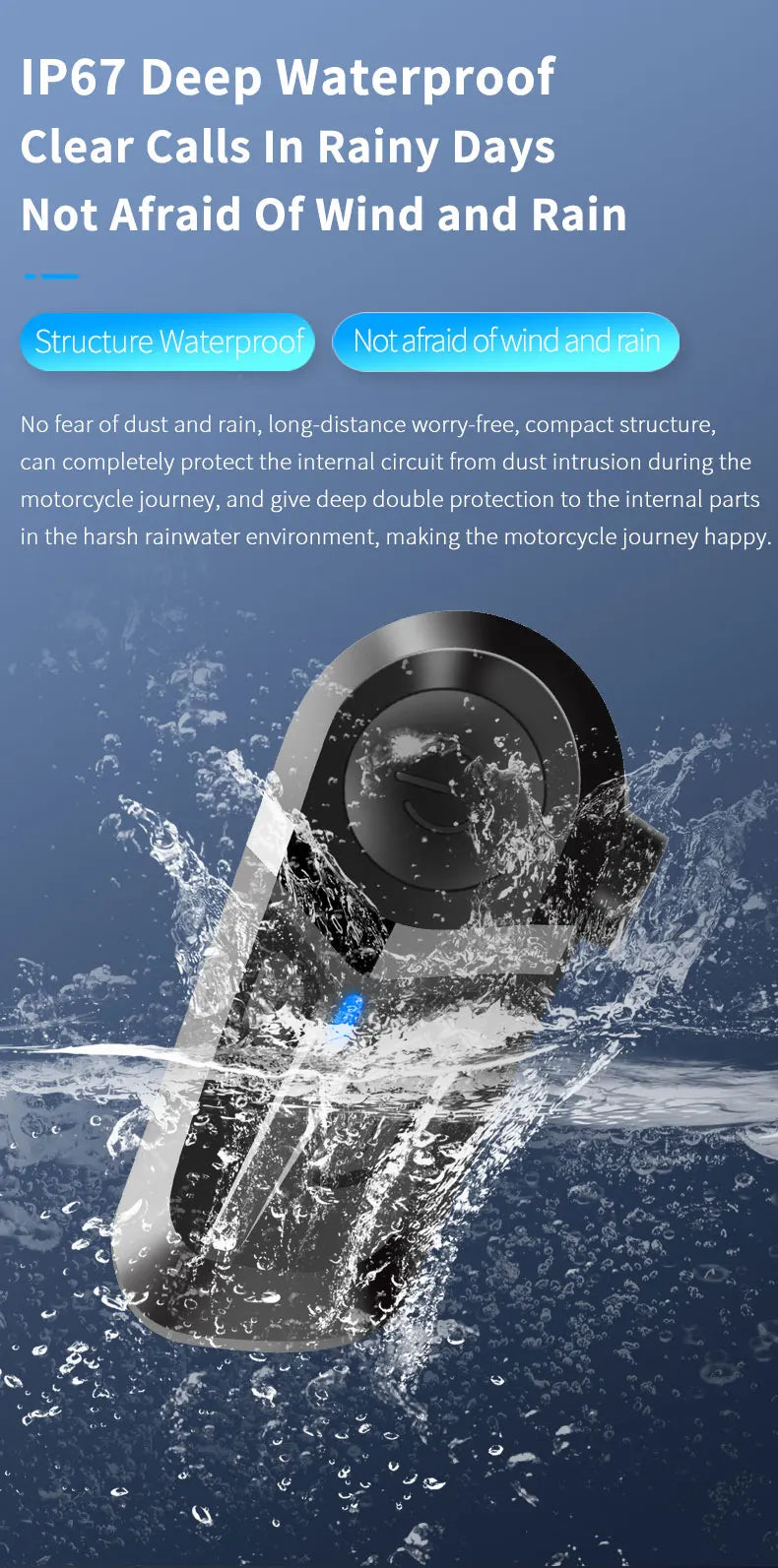 Bluetooth 5.3 Motorcycle Helmet Headset | Wireless Calls & Music