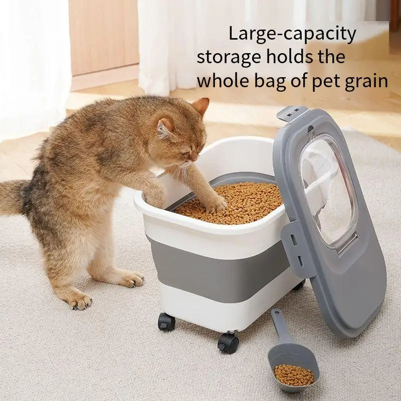 Airtight Collapsible Pet Food Storage Container - 13/33LB Dry Dog Cat Food Box