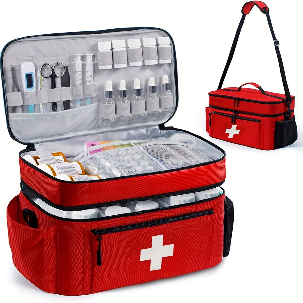Large Capacity Travel Medicine Storage Bag - Portable Emergency Kit Organizer