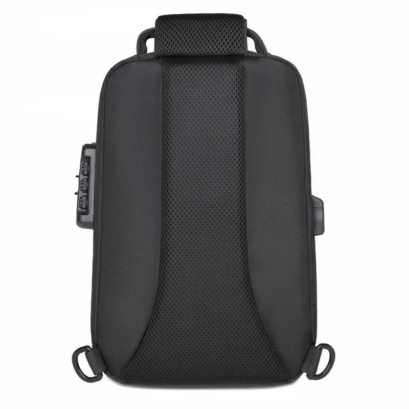 Men's Anti-theft Crossbody Bag with USB Charging Port & Combination Lock for Business & Travel