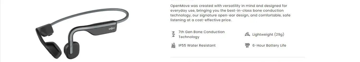 SHOKZ OpenMove S661 Bone Conduction Sport Earphones - IP55 Wireless