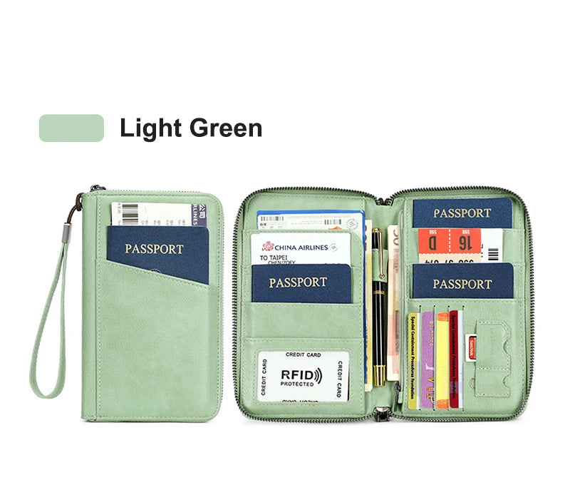 Travel Passport Wallet - RFID Anti-Theft PU Leather Organizer for Men & Women