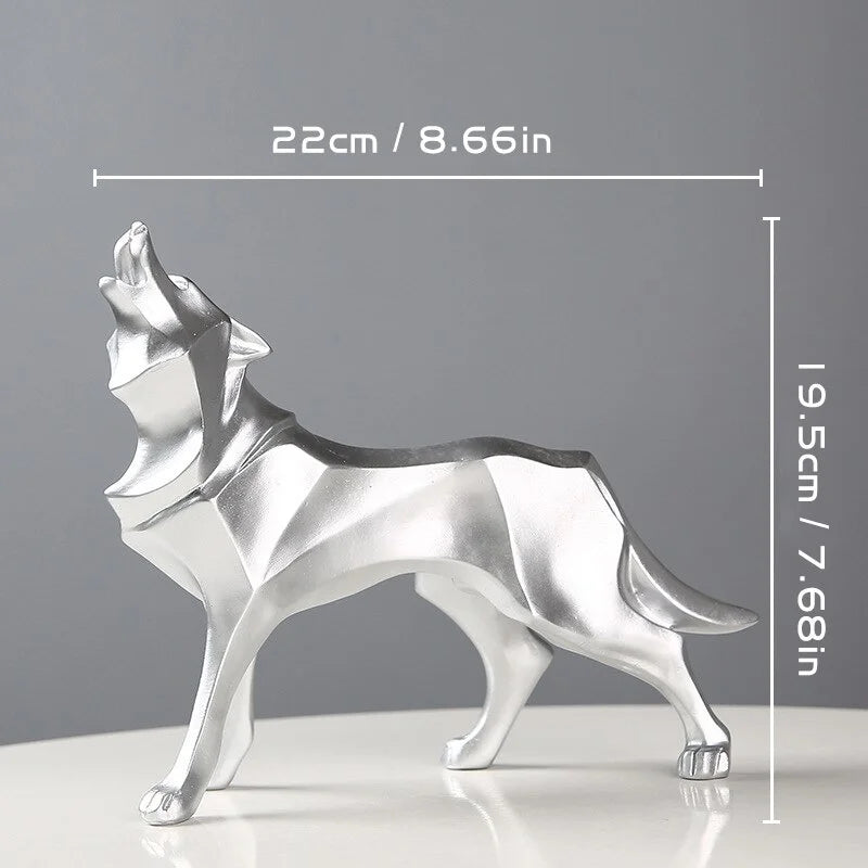Modern Geometric Wolf Figurine - Abstract Interior Decor Statue