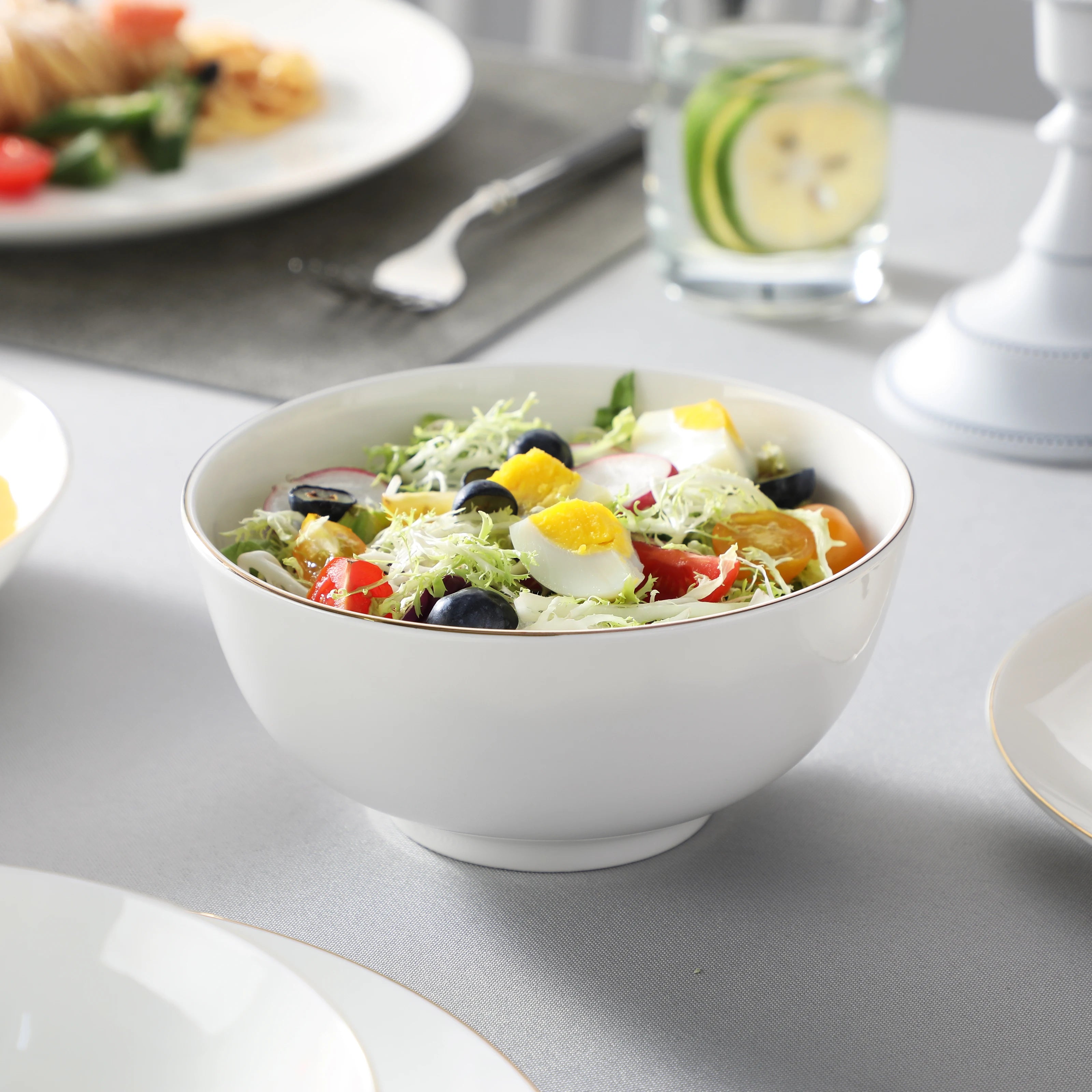 MALACASA Nordic Golden Rim Bone China Tableware Set - Elegant Dining Experience