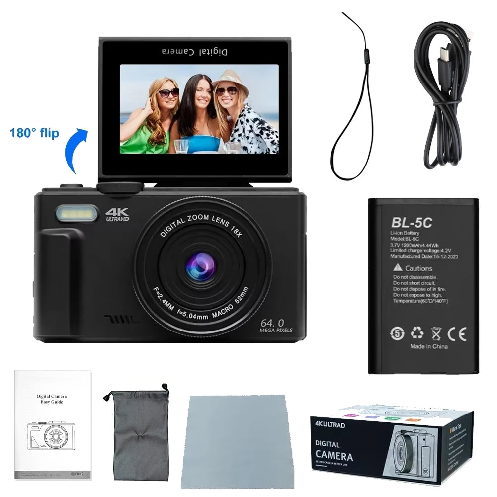 Ourlife AC600 4K 64MP Digital Vlogging Camera
