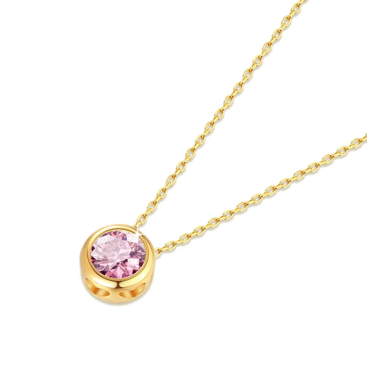 18k Gold Pink Moissanite & Diamond Pendant Necklace