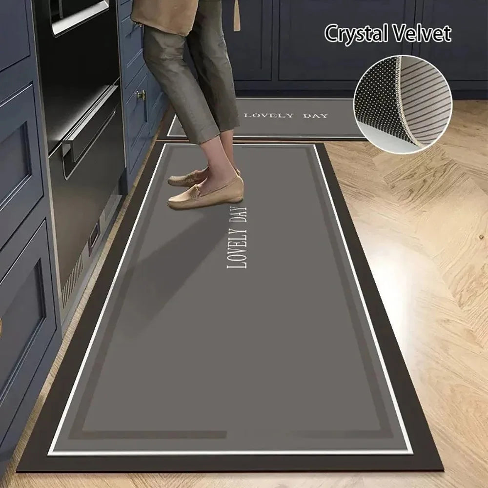 Non-Slip Crystal Velvet Kitchen Mat & Rugs for Living Room, Bedroom & Entryway