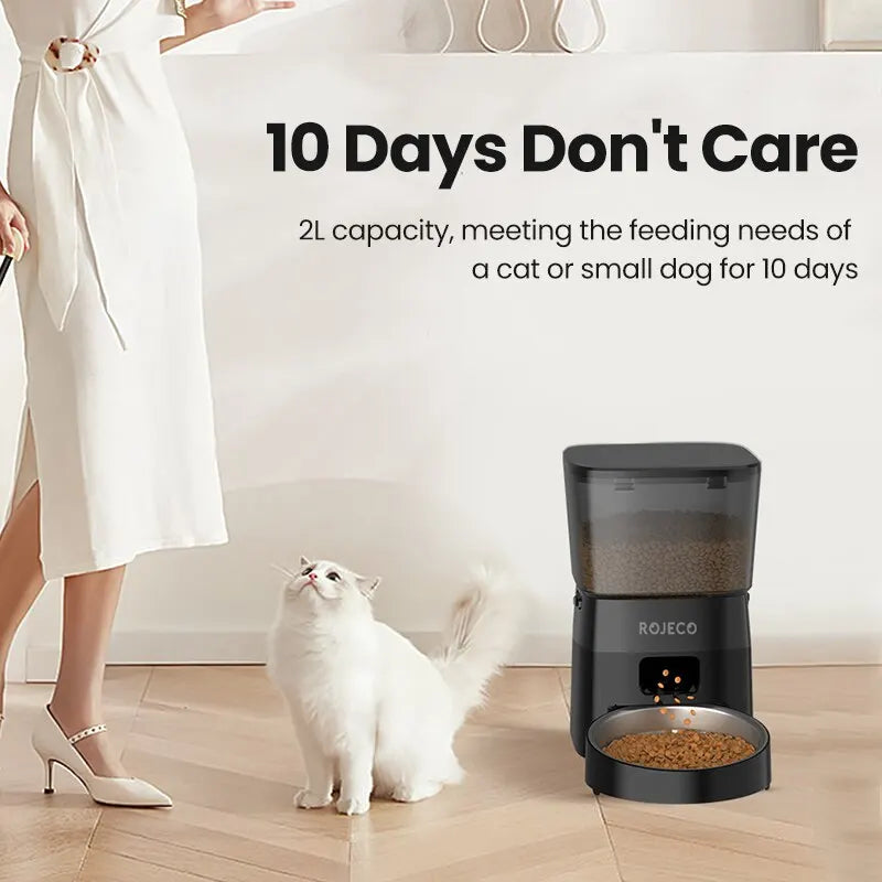 ROJECO Automatic Pet Feeder - Button Version Auto Cat & Dog Food Dispenser