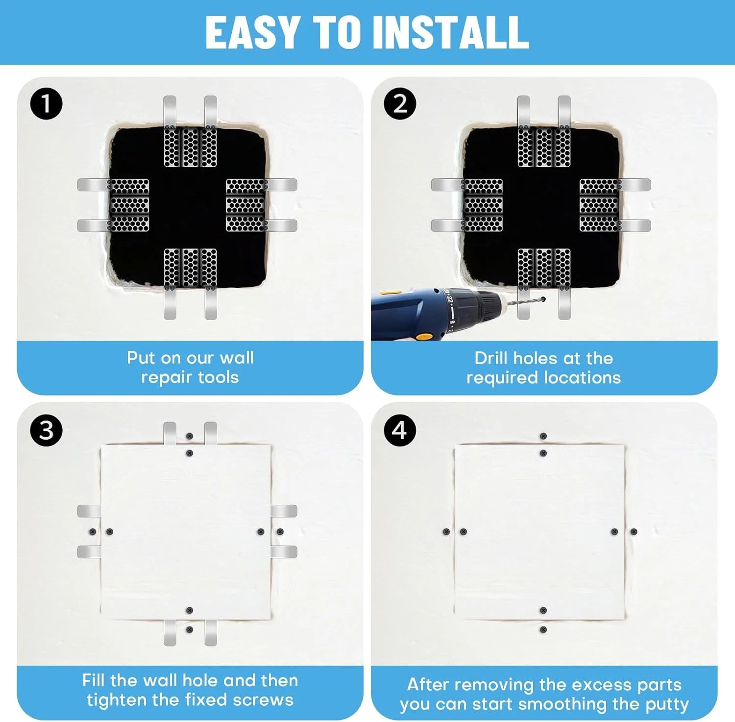 Heavy-Duty Drywall Repair Clips Kit - 10/20 Pcs with Screws for Wood & Steel Studs