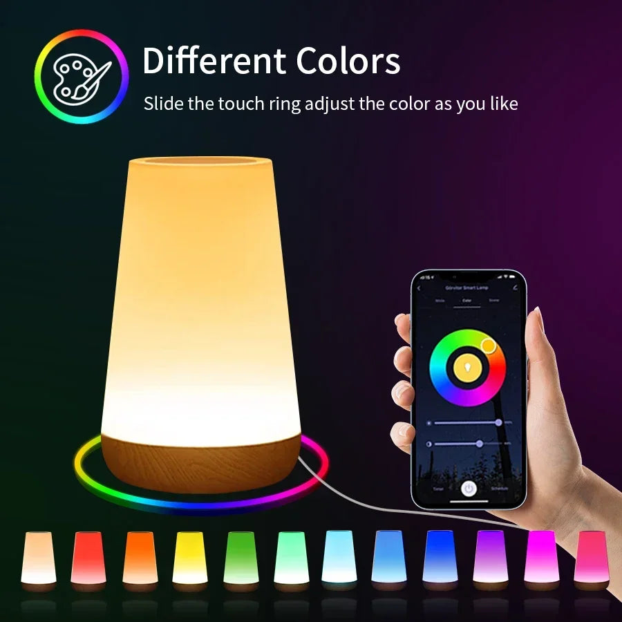 TUYA WiFi Smart LED Touch Bedside Lamp - Dimmable Night Light with USB, Alexa, Google Home