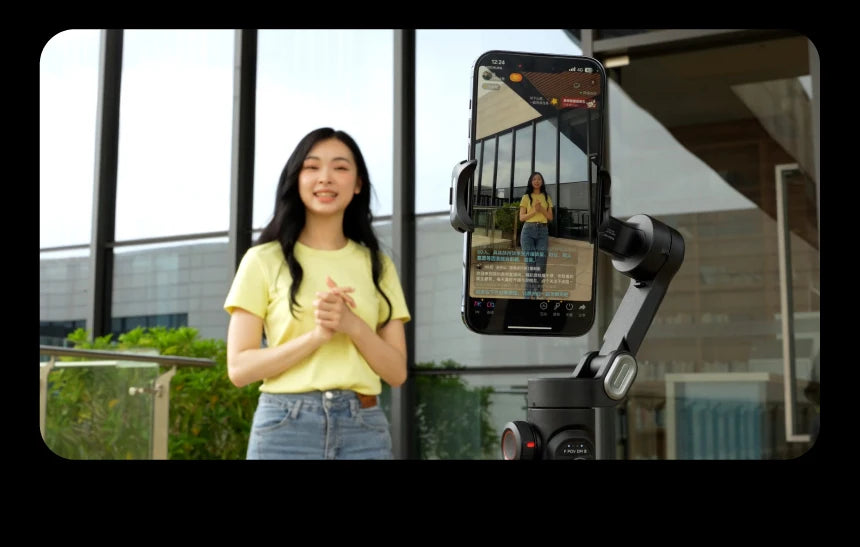 AOCHUAN 3-Axis Smartphone Gimbal with Integrated Light - Stable Video