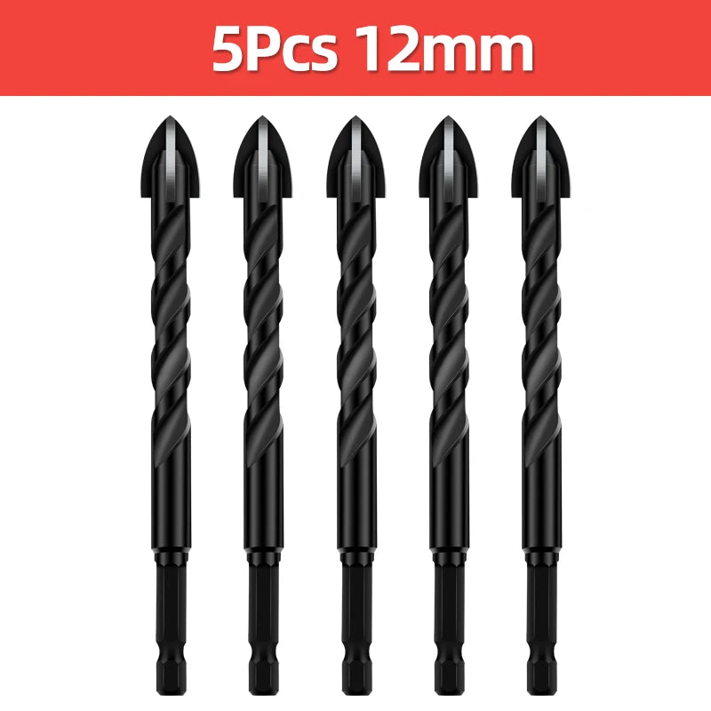 TOOLEYE Multifunction Cross Hex Drill Bit Set - Concrete, Tile, Glass, Metal