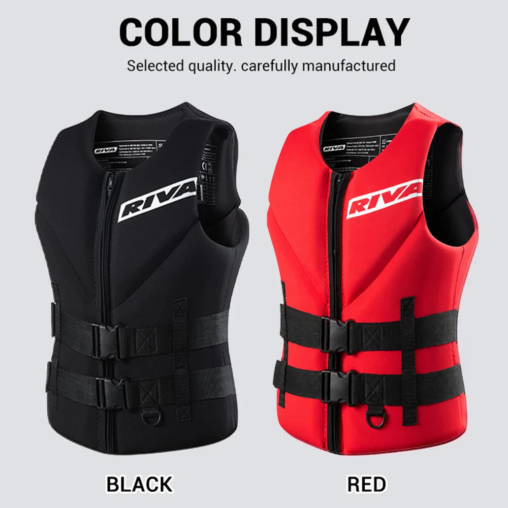 Adult Life Vest for Water Sports, Kayak, Wakeboard & Rescue - High Visibility Safety Jacket