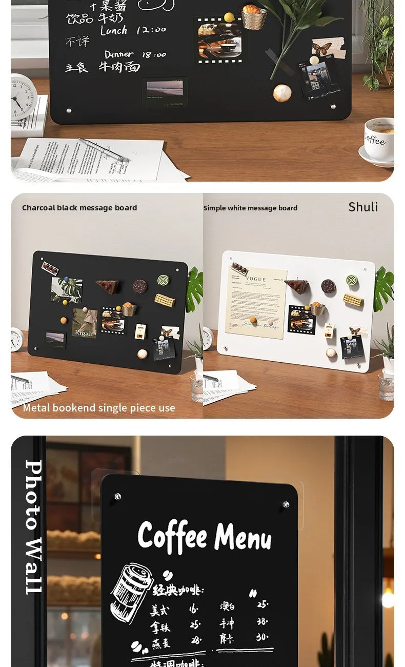 Desktop Magnetic Whiteboard & Blackboard for Cafe & Office Display