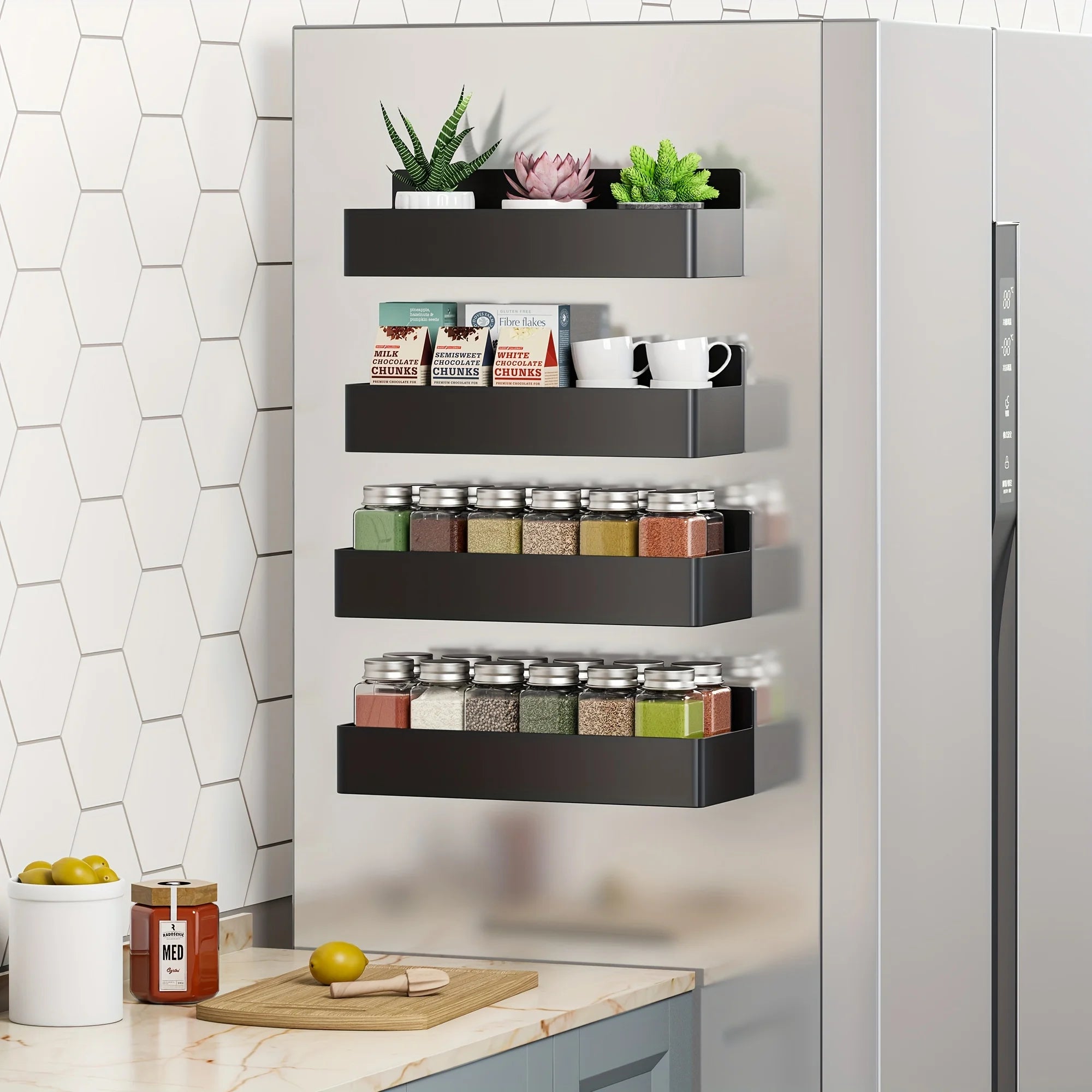 Magnetic Storage Rack - No-Drill Wall Shelf for Kitchen & Bath