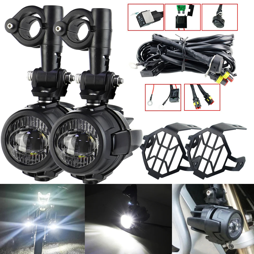 High-Performance Auxiliary LED Fog Lights for BMW R1200GS F800GS K1600 & Universal Motorcycles | 40W 6000K