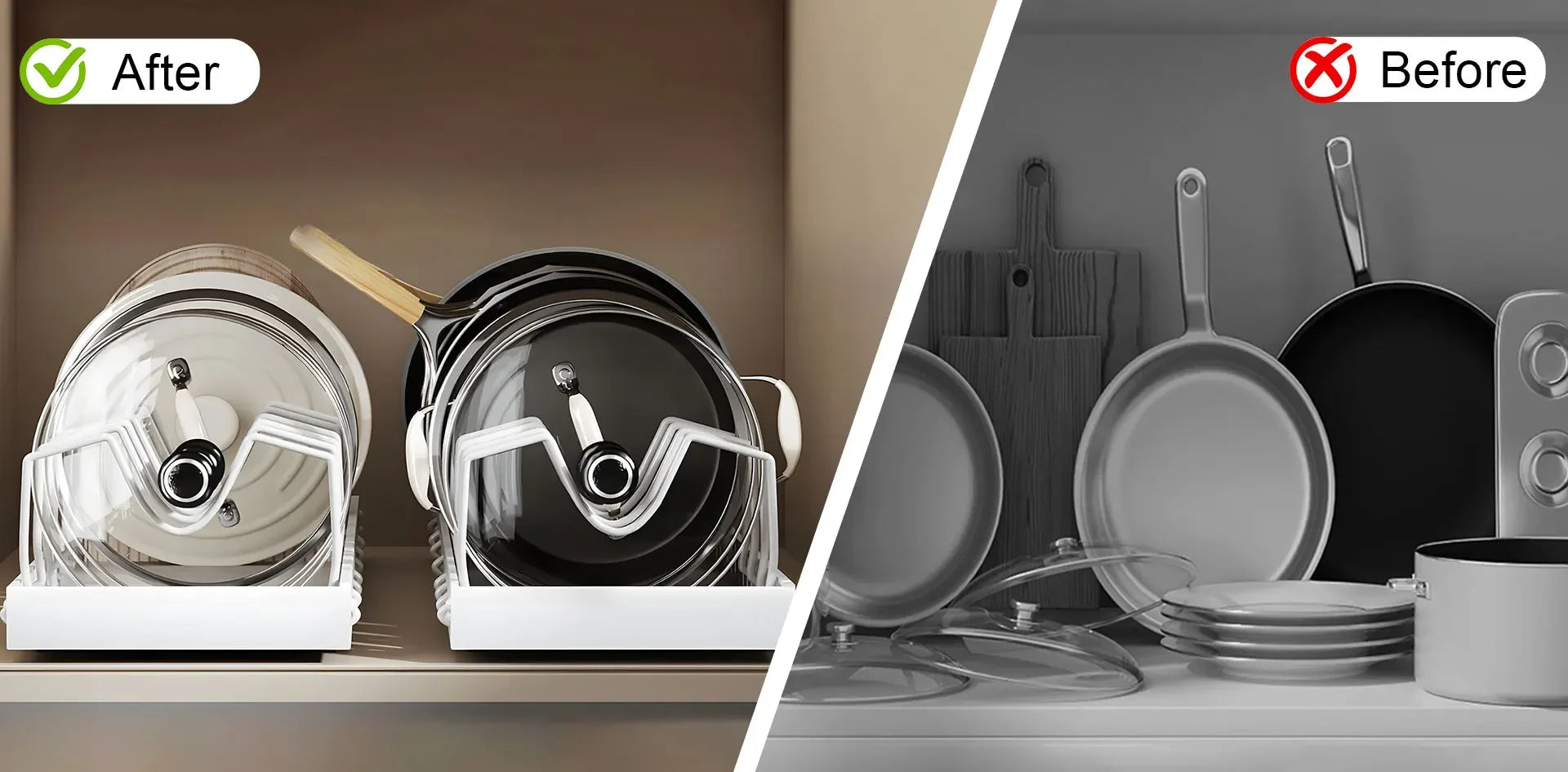 Kitchen Multifunctional Pull-Out Organizer for Pots, Pans, Lids, Spices & Dishes