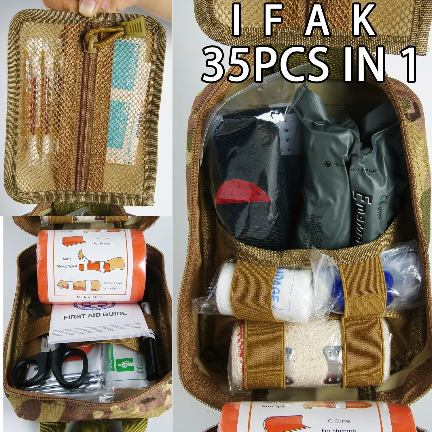 Tactical IFAK First Aid Survival Kit - 18 EMT Emergency Items MOLLE Pouch