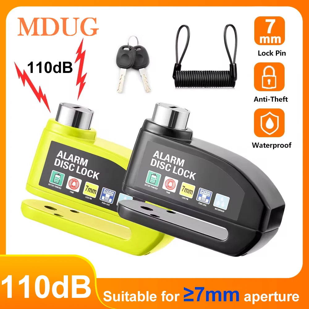 Motorcycle Alarm Disc Lock - 110dB Anti-Theft Security Padlock