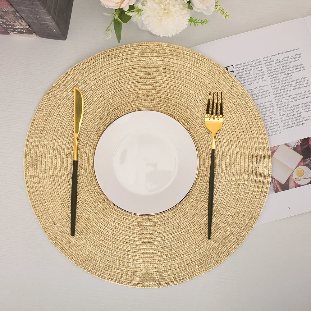 Elegant Round Braided Washable Placemats - Set of 6