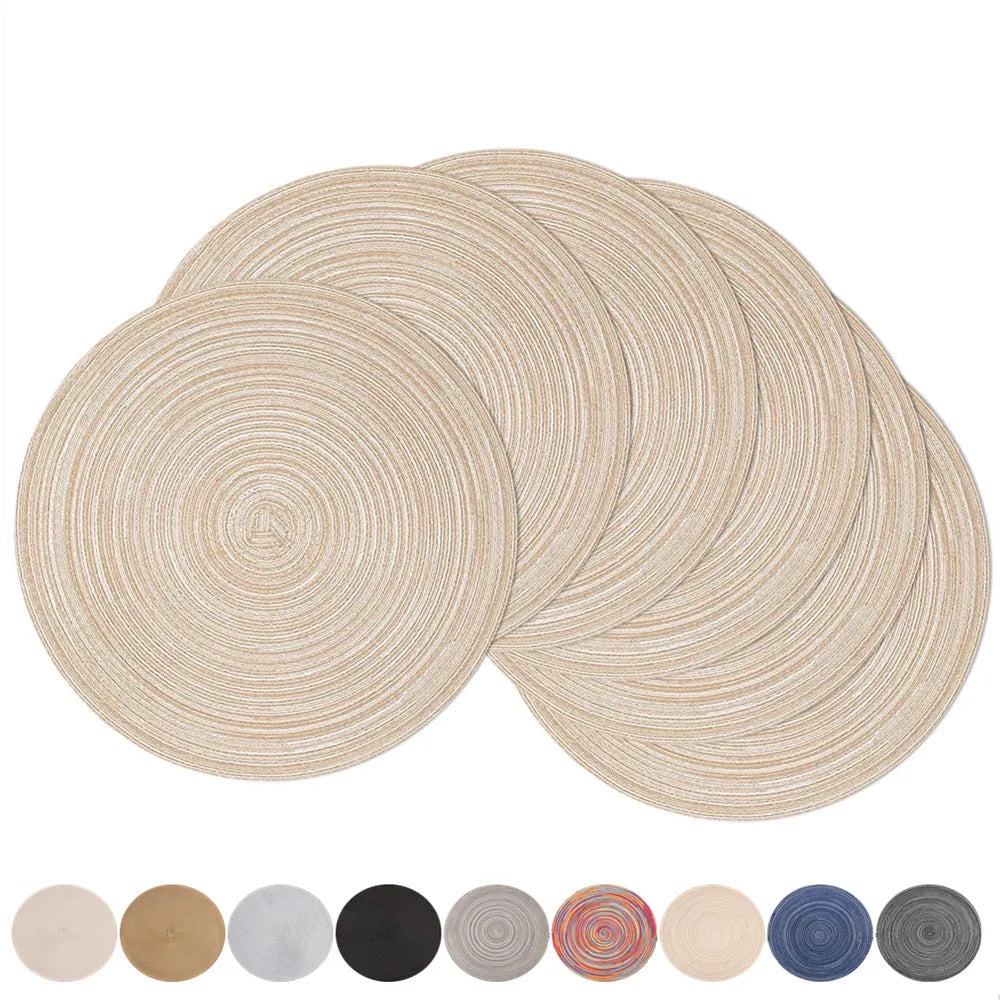 Elegant Round Braided Washable Placemats - Set of 6