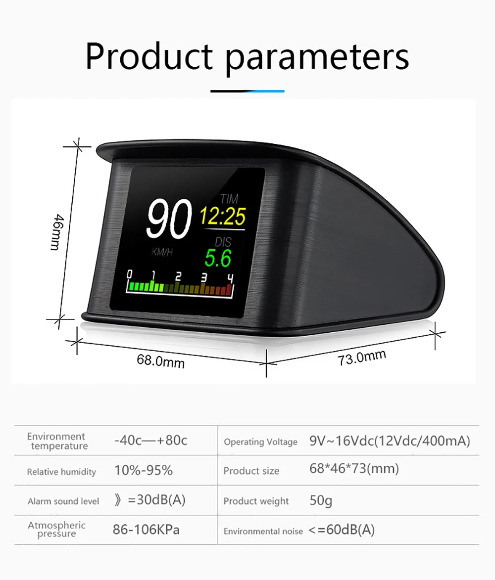 P10 PRO OBD2 Head Up Display - Smart Digital Meter Speedometer