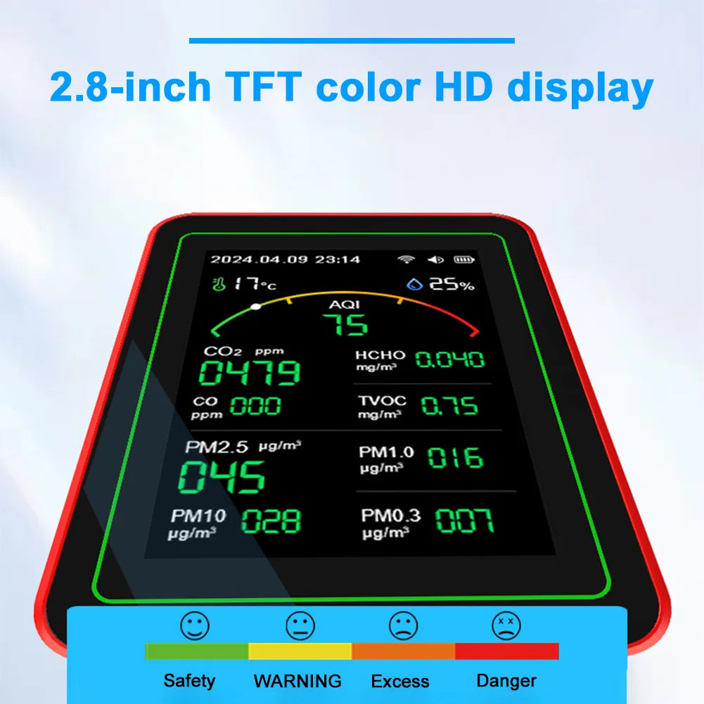 Vabena Professional 15-in-1 Air Quality Monitor Station - Comprehensive Indoor Analysis
