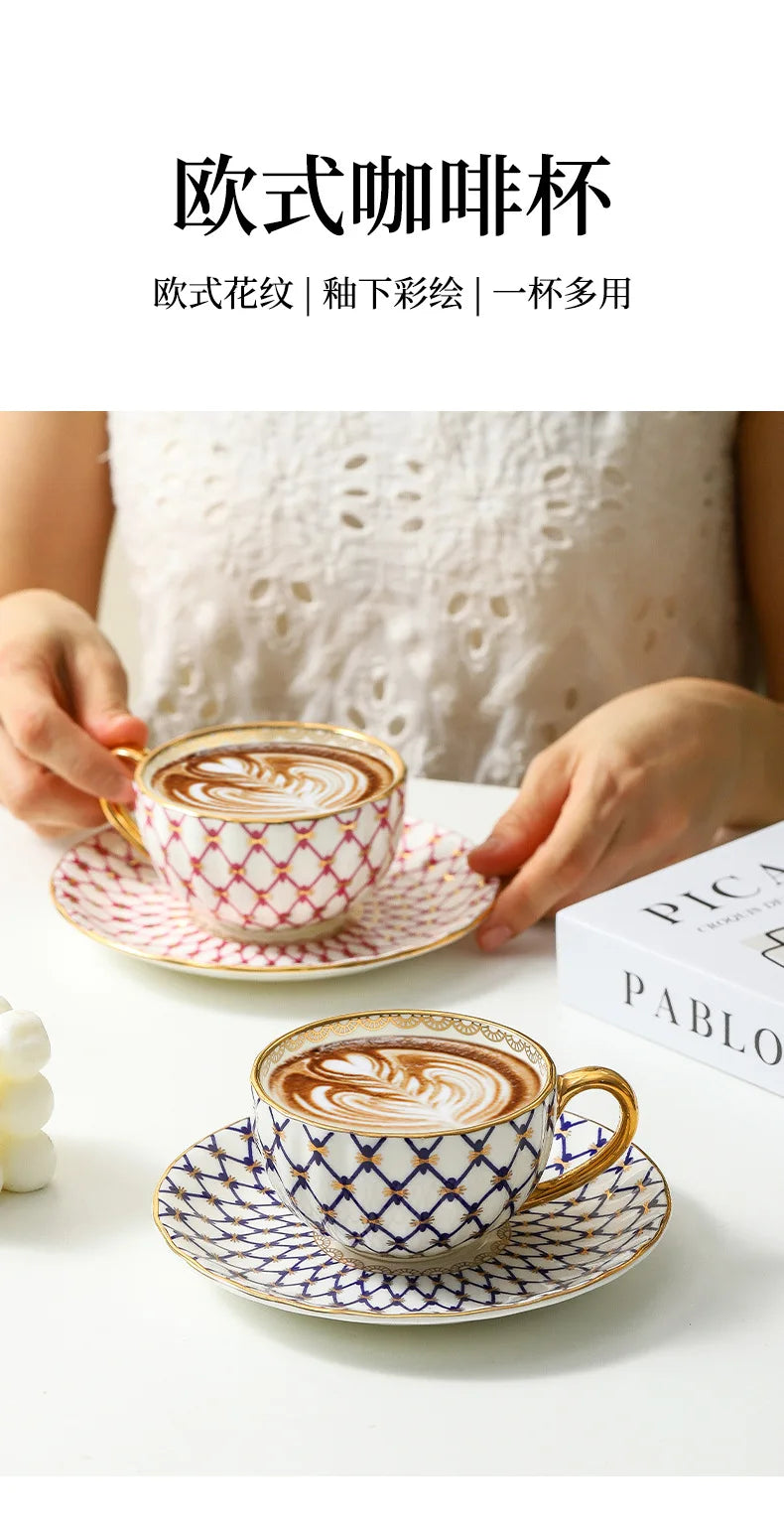 Nordic Bone China Coffee Cup with Gold Handle - Elegant Porcelain Mug