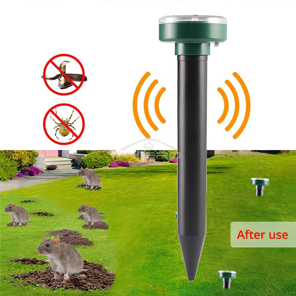 Solar Ultrasonic Rodent Pest Repeller Outdoor Garden Yard Mole Mouse Deterrent