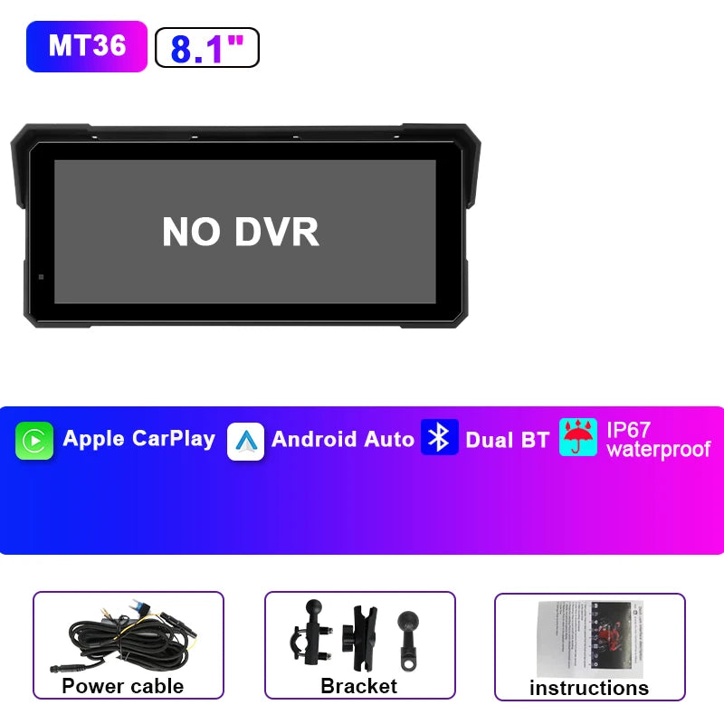 Jansite 8.1" 4K Motorcycle DVR Monitor with CarPlay & GPS
