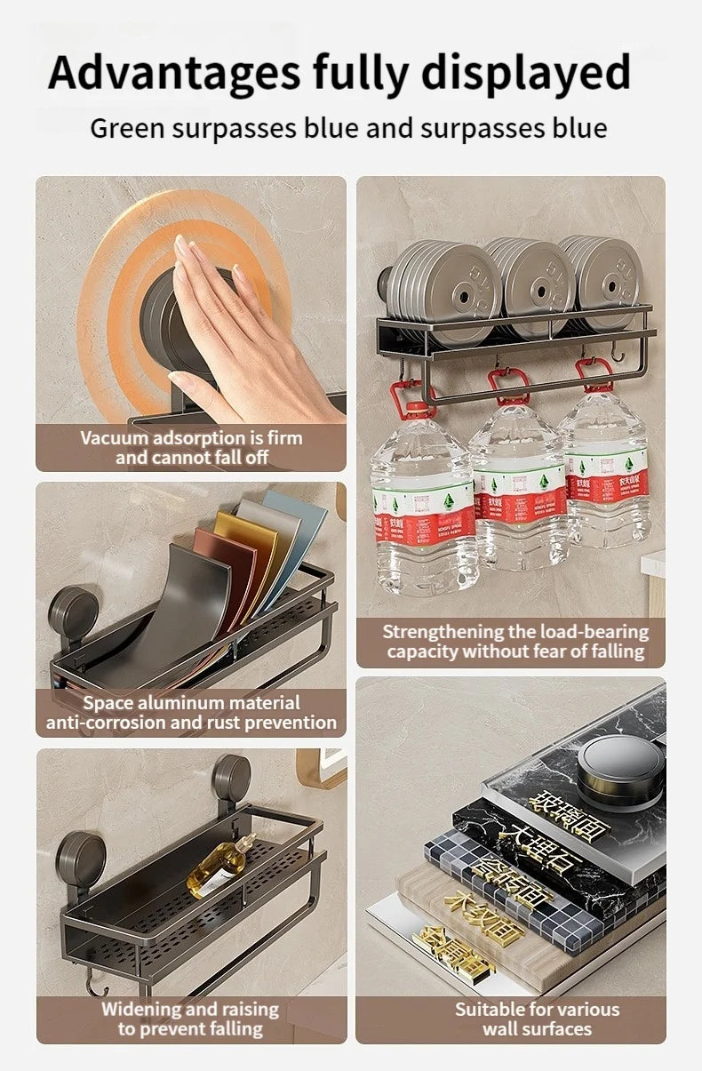 Wall Mounted No-Drill Bathroom Storage & Towel Rack | Versatile Organizer
