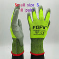 10 Pairs Military-Grade Level C Cut Resistant Gloves EN388 Certified for Industrial Use