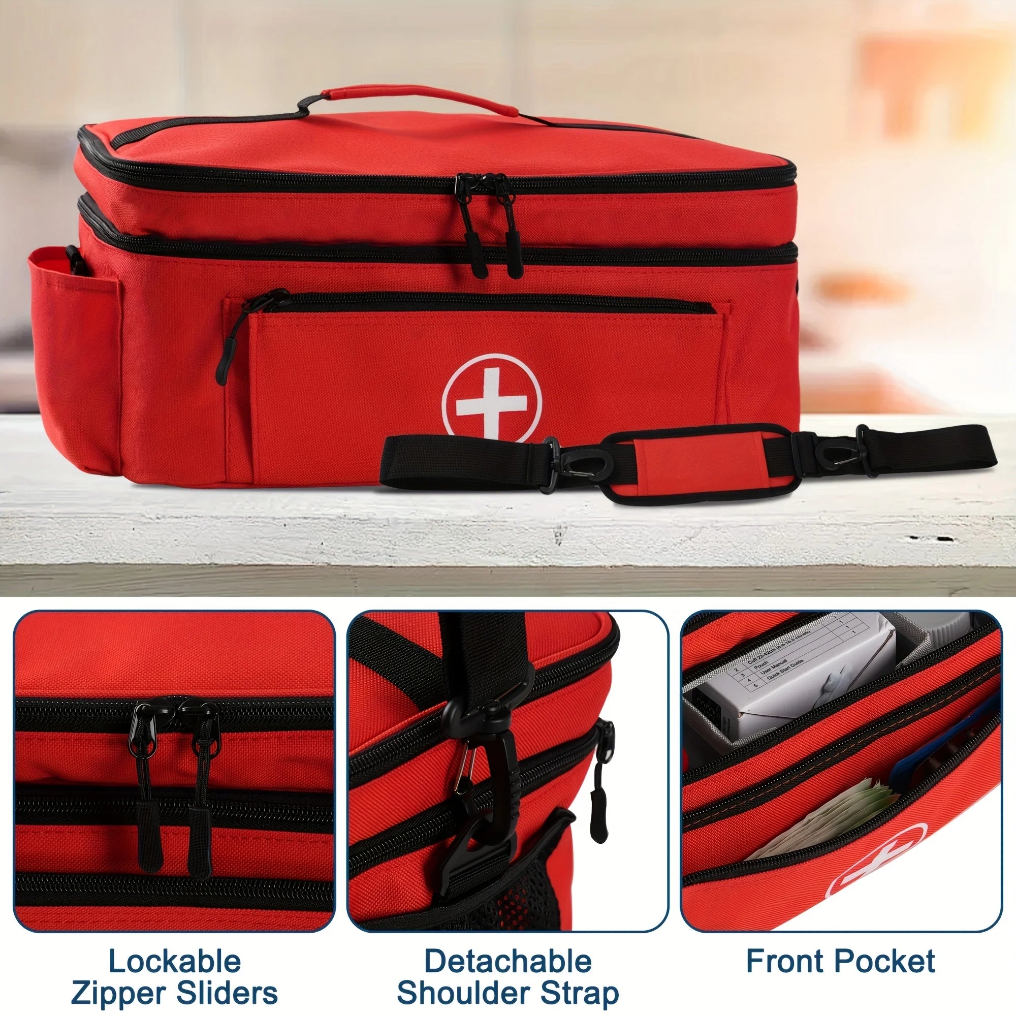 Large Capacity Travel Medicine Storage Bag - Portable Emergency Kit Organizer