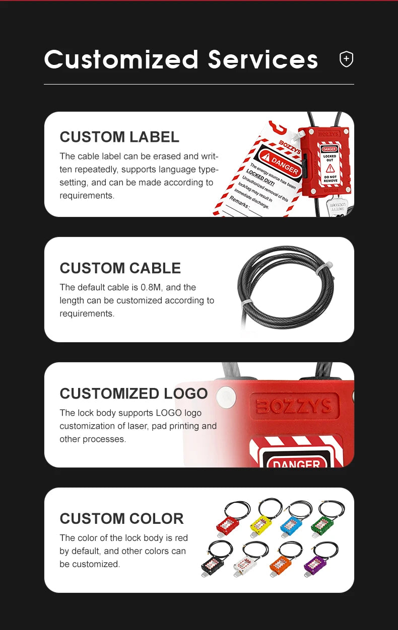 BOZZYS Adjustable Cable Lockout Padlock - Industrial Safety Lock
