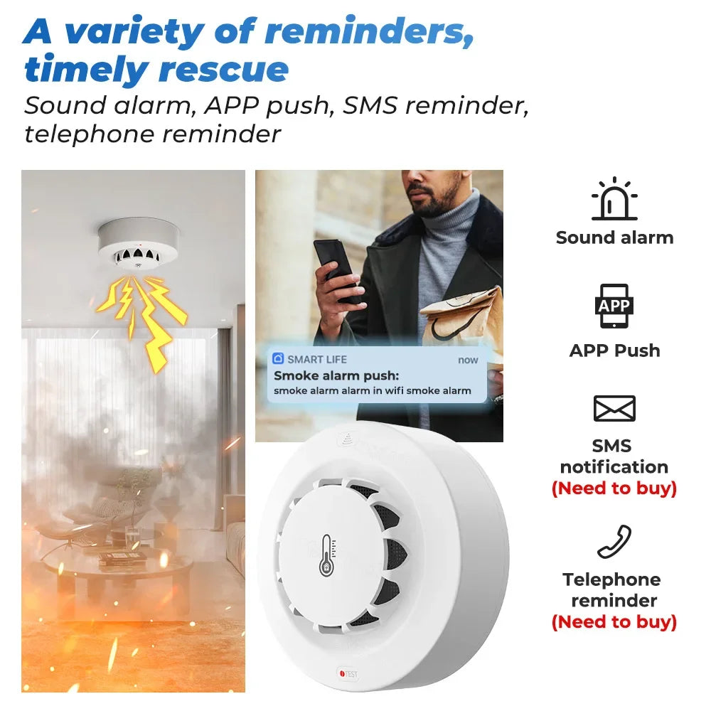 Tuya Smart WiFi & Bluetooth Smoke Detector with Temp & Humidity